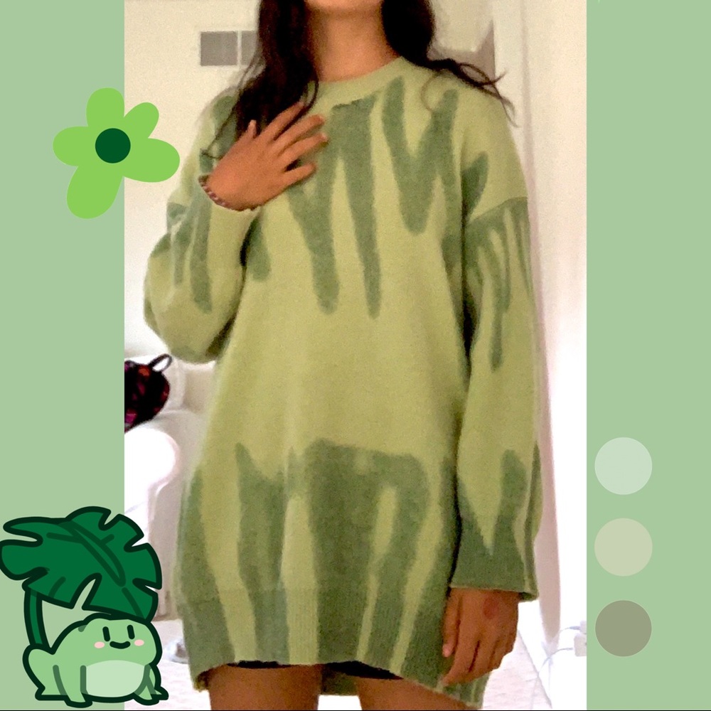 Large Sage/Dark Green Winter Sweater